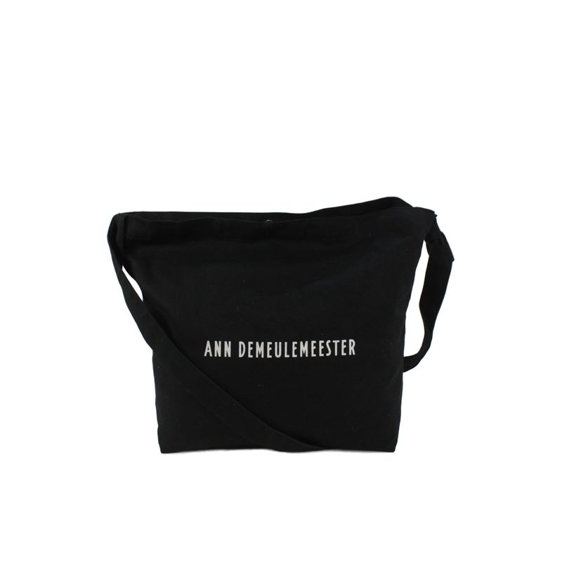 Ann Demeulemeester Mens Fabric Blend Brand Logo Tote Handbag Black